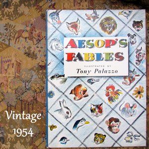 AESOP'S FABLES 1954 VINTAGE EXCELLENT HARDCOVER w TONY PALAZZO ART, DOUBLDAY